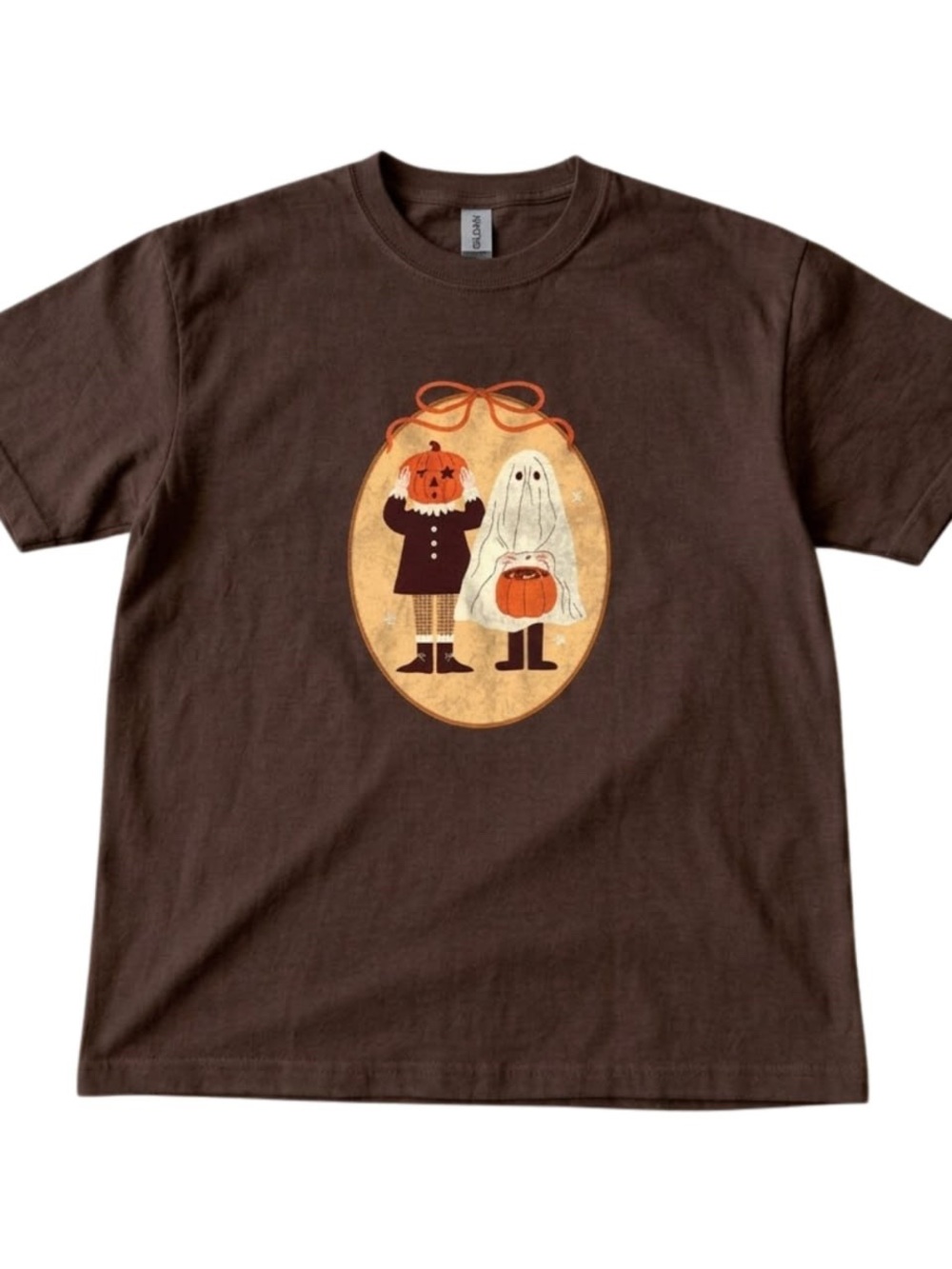Brown Halloween Pumpkin & Ghost Graphic Tee